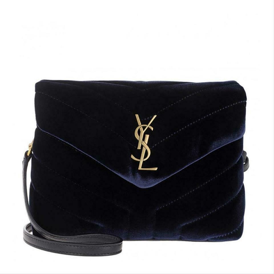 Saint Laurent Monogram Loulou Quilted Monogram Toy Blue Velvet Shoulder Bag - photo 1
