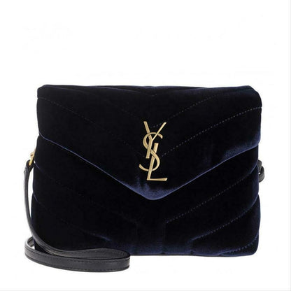 Saint Laurent Monogram Loulou Quilted Monogram Toy Blue Velvet Shoulder Bag - photo 1