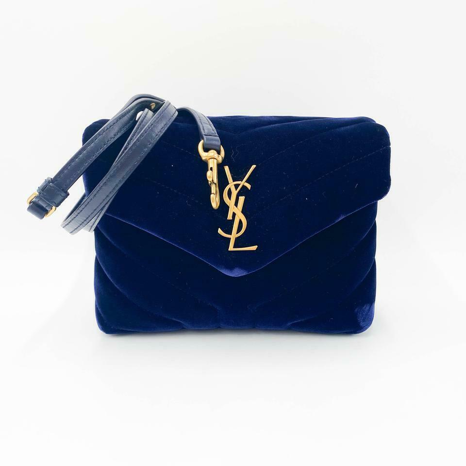 Saint Laurent Monogram Loulou Quilted Monogram Toy Blue Velvet Shoulder Bag - photo 2
