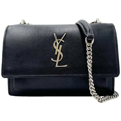 Saint Laurent Monogram Sunset Chain Wallet Calfskin Black Leather Shoulder Bag - photo 1