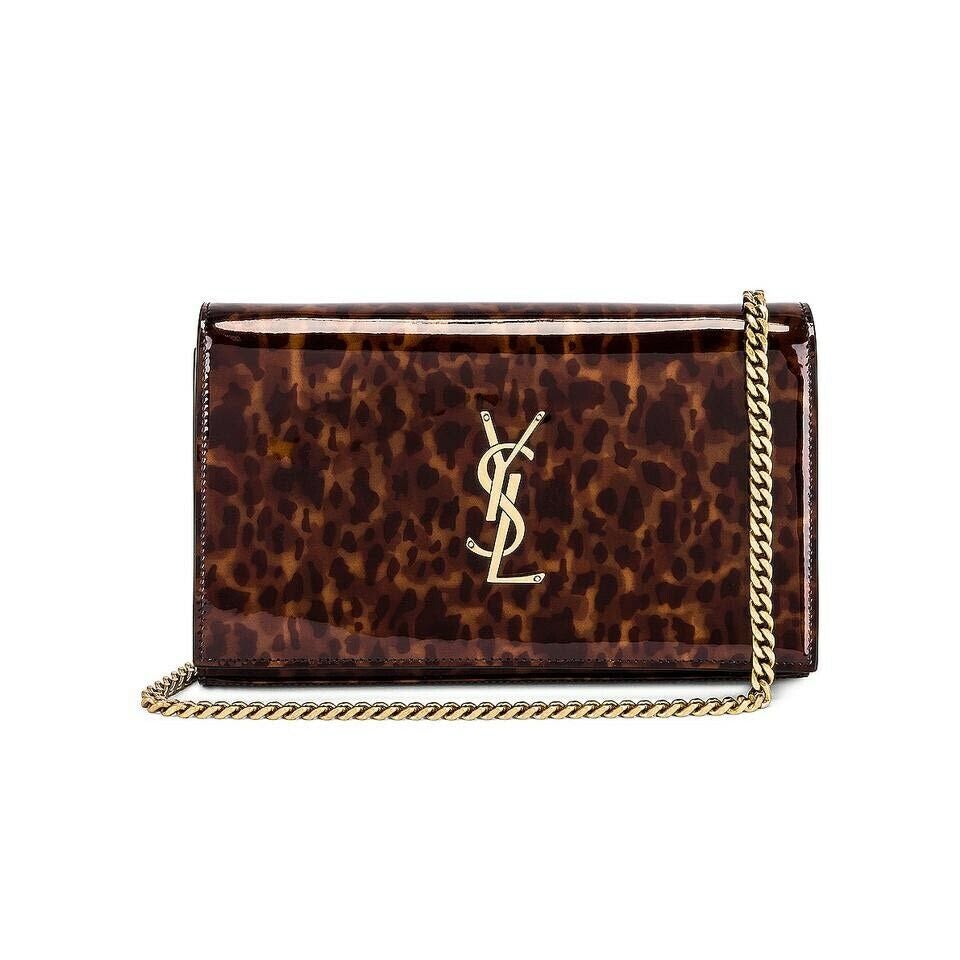 Saint Laurent WOC Monogram Kate Tortoise Cross Body Brown Patent Leather - photo 1