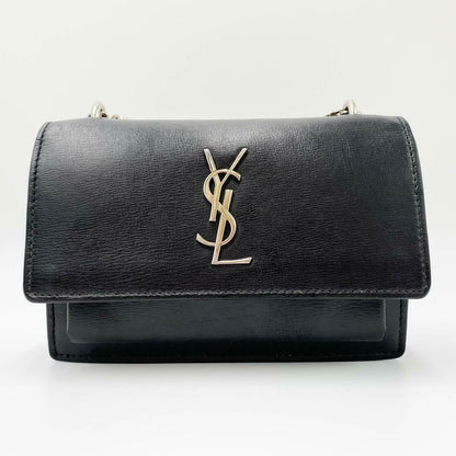 Saint Laurent Monogram Sunset Chain Wallet Calfskin Black Leather Shoulder Bag - photo 3