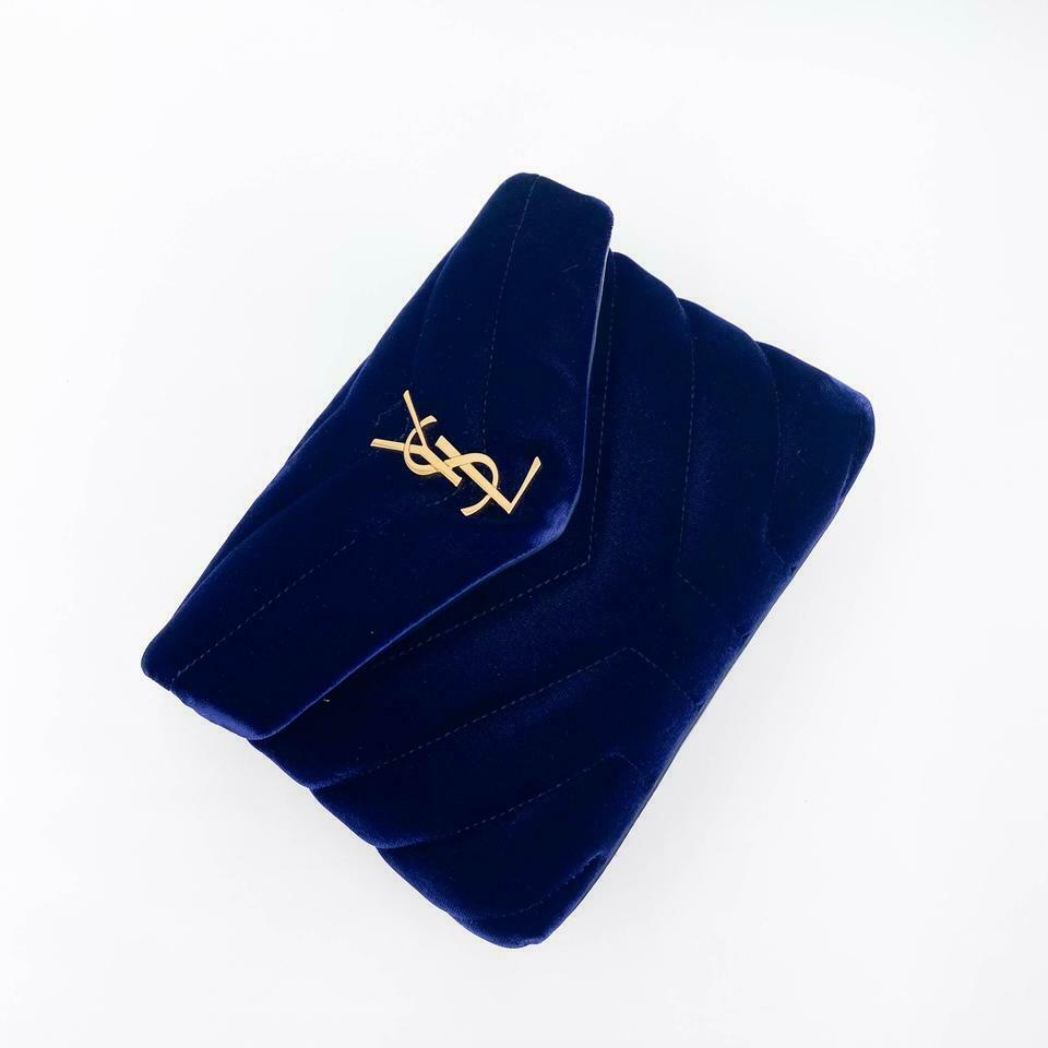 Saint Laurent Monogram Loulou Quilted Monogram Toy Blue Velvet Shoulder Bag - photo 7