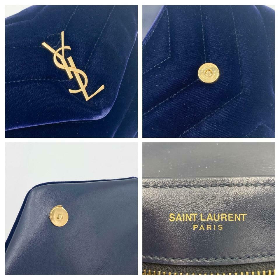 Saint Laurent Monogram Loulou Quilted Monogram Toy Blue Velvet Shoulder Bag - photo 10