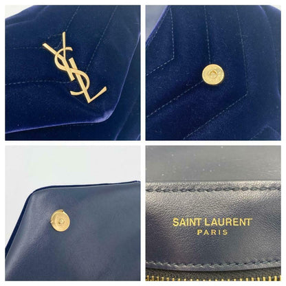 Saint Laurent Monogram Loulou Quilted Monogram Toy Blue Velvet Shoulder Bag - photo 10