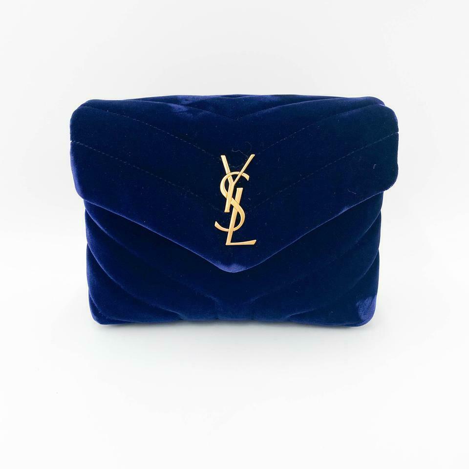 Saint Laurent Monogram Loulou Quilted Monogram Toy Blue Velvet Shoulder Bag - photo 4