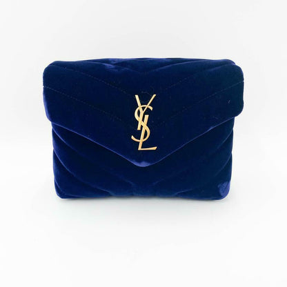 Saint Laurent Monogram Loulou Quilted Monogram Toy Blue Velvet Shoulder Bag - photo 4