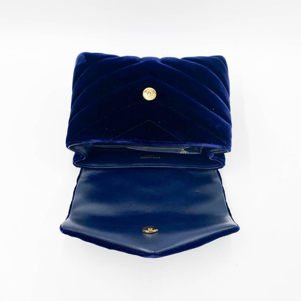 Saint Laurent Monogram Loulou Quilted Monogram Toy Blue Velvet Shoulder Bag - photo 8