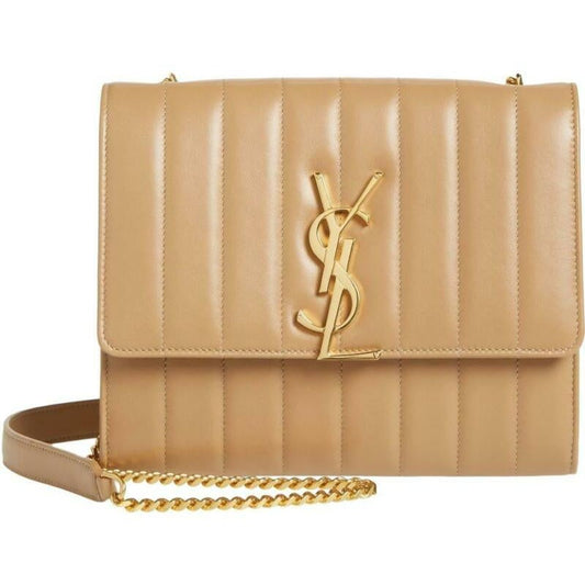 Saint Laurent Vicky Small Wallet On A Chain Monogram Beige Leather Shoulder Bag - photo 1