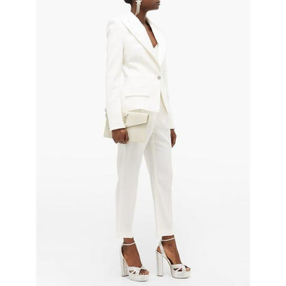 Saint Laurent Calfskin Crocodile Embossed Uptown Monogram Pouch Crema Soft Off-white Croc-effect Leather Clutch - image 2