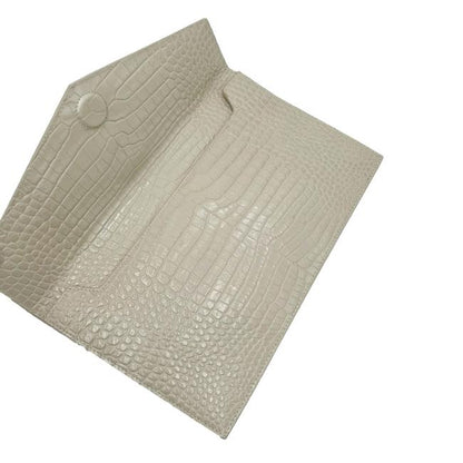 Saint Laurent Calfskin Crocodile Embossed Uptown Monogram Pouch Crema Soft Off-white Croc-effect Leather Clutch - image 8