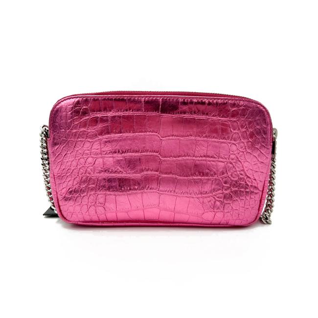 Saint Laurent Camera Lou Double Zip Metallic Chain Monogram Pink Leather Cross Body Bag - photo 5