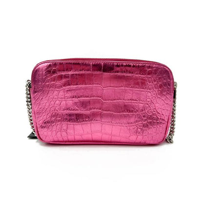 Saint Laurent Camera Lou Double Zip Metallic Chain Monogram Pink Leather Cross Body Bag - photo 5