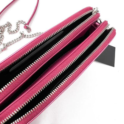Saint Laurent Camera Lou Double Zip Metallic Chain Monogram Pink Leather Cross Body Bag - photo 9