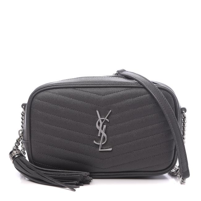 Saint Laurent Camera Lou Grain De Poudre Matelasse Monogram Mini Asphalt Grey Leather Cross Body Bag - image 1