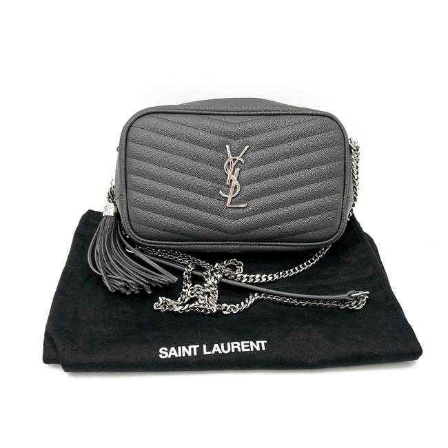 Saint Laurent Camera Lou Grain De Poudre Matelasse Monogram Mini Asphalt Grey Leather Cross Body Bag - image 3