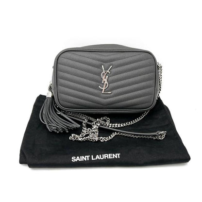 Saint Laurent Camera Lou Grain De Poudre Matelasse Monogram Mini Asphalt Grey Leather Cross Body Bag - image 3