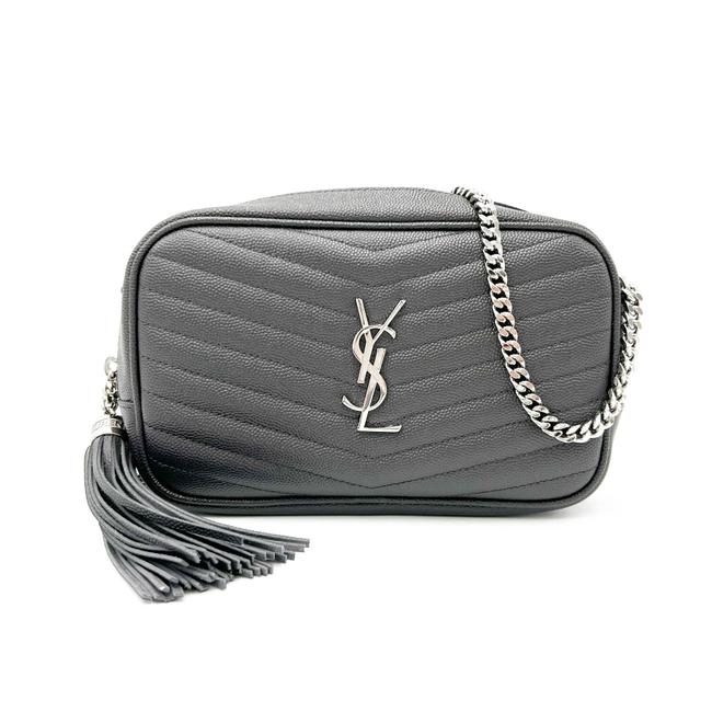 Saint Laurent Camera Lou Grain De Poudre Matelasse Monogram Mini Asphalt Grey Leather Cross Body Bag - image 4