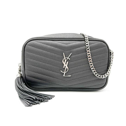 Saint Laurent Camera Lou Grain De Poudre Matelasse Monogram Mini Asphalt Grey Leather Cross Body Bag - image 4