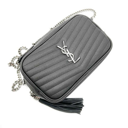 Saint Laurent Camera Lou Grain De Poudre Matelasse Monogram Mini Asphalt Grey Leather Cross Body Bag - image 8