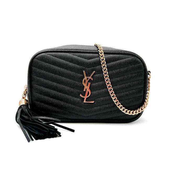 Saint Laurent Camera Lou Grain De Poudre Matelasse Monogram Mini Black Leather Cross Body Bag - image 4