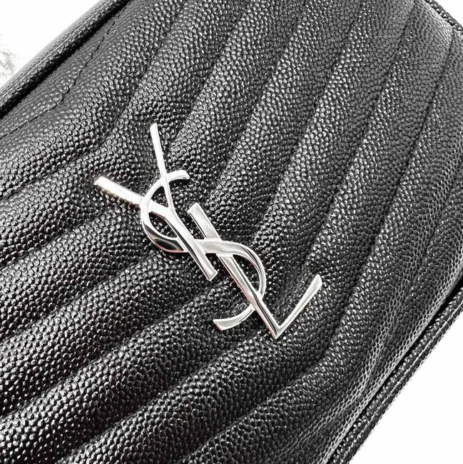 Saint Laurent Camera Lou Grain De Poudre Matelasse Monogram Mini Black Leather Cross Body Bag - image 7