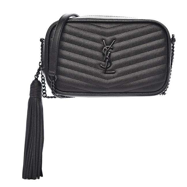Saint Laurent Camera Lou Grain De Poudre Matelasse Monogram Mini Black Leather Shoulder Bag - image 1
