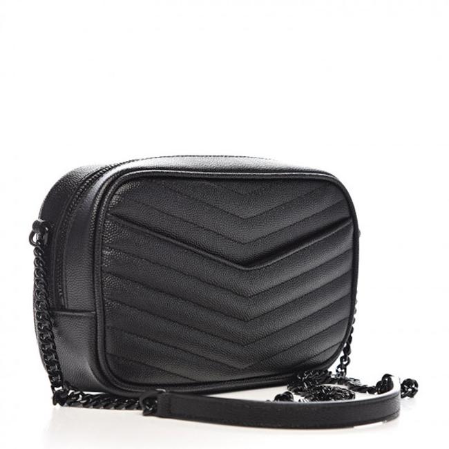 Saint Laurent Camera Lou Grain De Poudre Matelasse Monogram Mini Black Leather Shoulder Bag - image 3