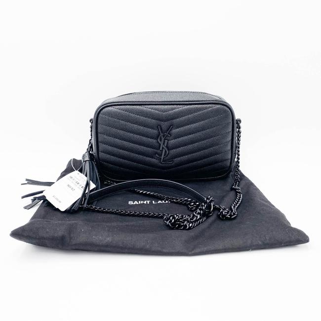 Saint Laurent Camera Lou Grain De Poudre Matelasse Monogram Mini Black Leather Shoulder Bag - image 4