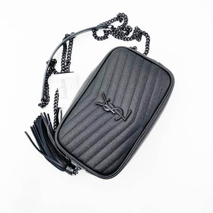 Saint Laurent Camera Lou Grain De Poudre Matelasse Monogram Mini Black Leather Shoulder Bag - image 8