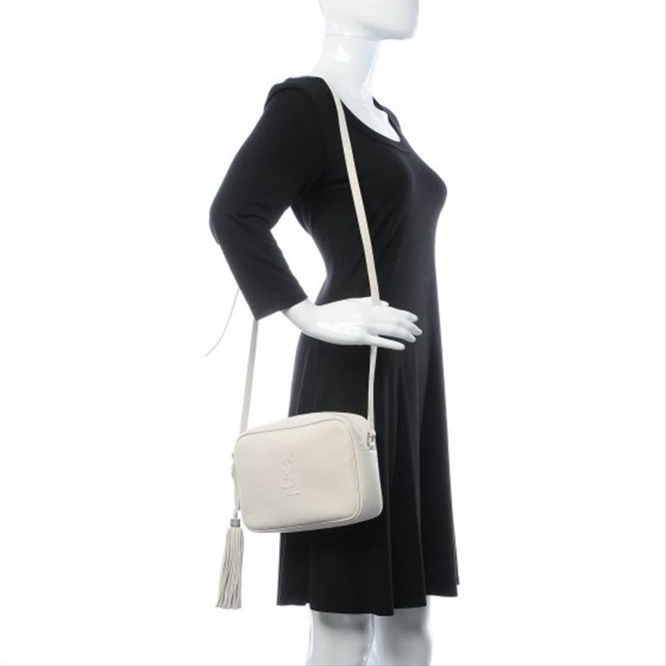 Saint Laurent Camera Lou Lambskin Monogram Small Icy White Leather Shoulder Bag - photo 2