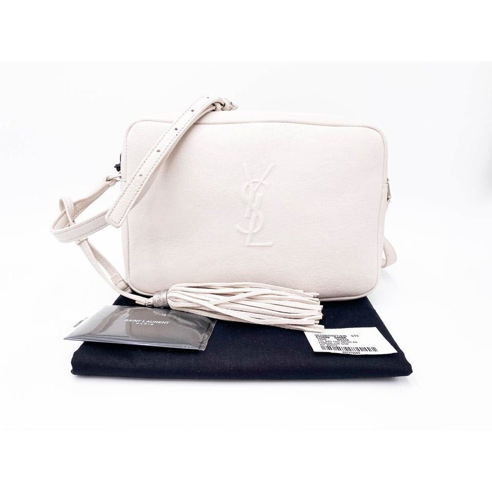 Saint Laurent Camera Lou Lambskin Monogram Small Icy White Leather Shoulder Bag - photo 3