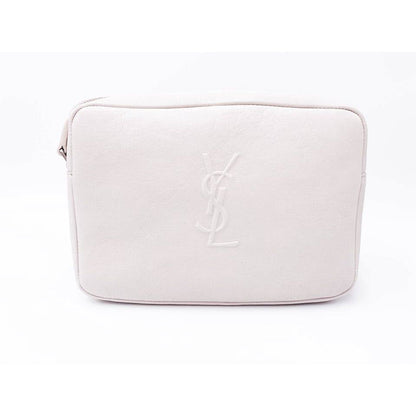 Saint Laurent Camera Lou Lambskin Monogram Small Icy White Leather Shoulder Bag - photo 5