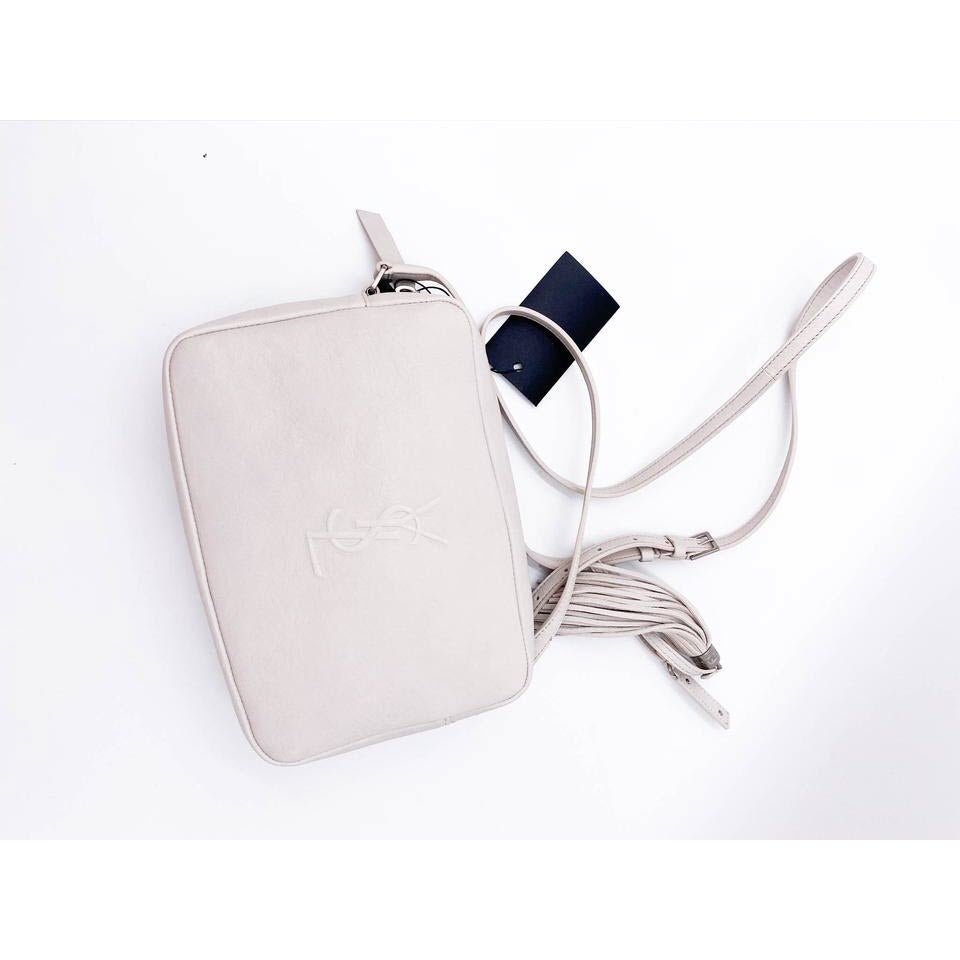 Saint Laurent Camera Lou Lambskin Monogram Small Icy White Leather Shoulder Bag - photo 7