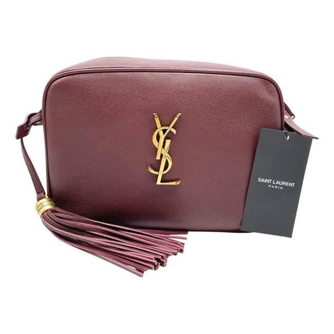 Saint Laurent Camera Lou Medium Smooth Monogram Burgundy Red Leather Cross Body Bag - image 5