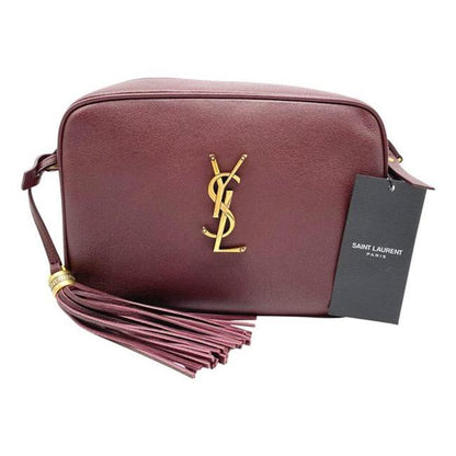 Saint Laurent Camera Lou Medium Smooth Monogram Burgundy Red Leather Cross Body Bag - image 5