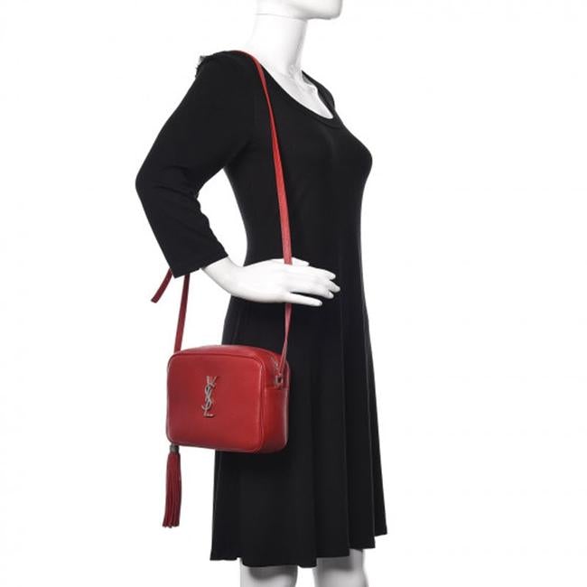 Saint Laurent Camera Lou Smooth Monogram Tassel Red Leather Cross Body Bag - image 2