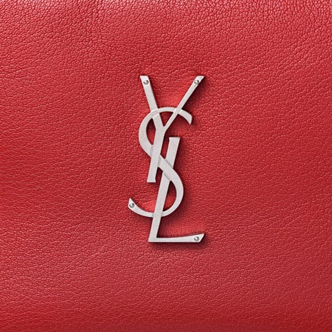 Saint Laurent Camera Lou Smooth Monogram Tassel Red Leather Cross Body Bag - image 9