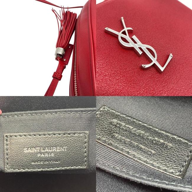 Saint Laurent Camera Lou Smooth Monogram Tassel Red Leather Cross Body Bag - image 10
