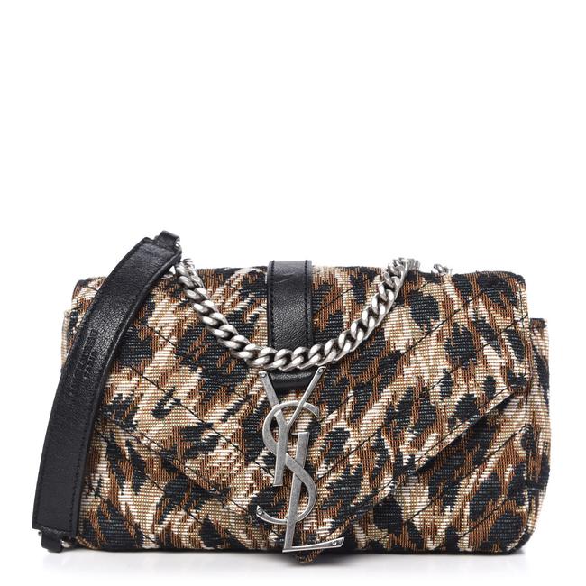 Saint Laurent Chain Jacquard Leopard Matelasse Chevron Monogram Baby Black Canvas Shoulder Bag - image 1