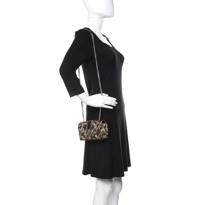 Saint Laurent Chain Jacquard Leopard Matelasse Chevron Monogram Baby Black Canvas Shoulder Bag - image 2