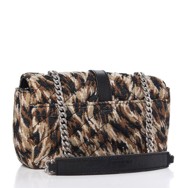 Saint Laurent Chain Jacquard Leopard Matelasse Chevron Monogram Baby Black Canvas Shoulder Bag - image 3