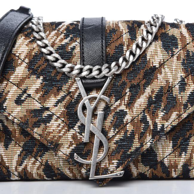 Saint Laurent Chain Jacquard Leopard Matelasse Chevron Monogram Baby Black Canvas Shoulder Bag - image 4