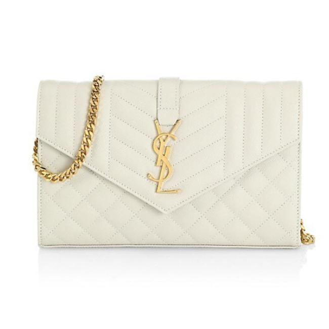 Saint Laurent Chain Wallet Envelope Monogram Matelasse Wallet-on-chain Triquilted White Leather Shoulder Bag - image 1