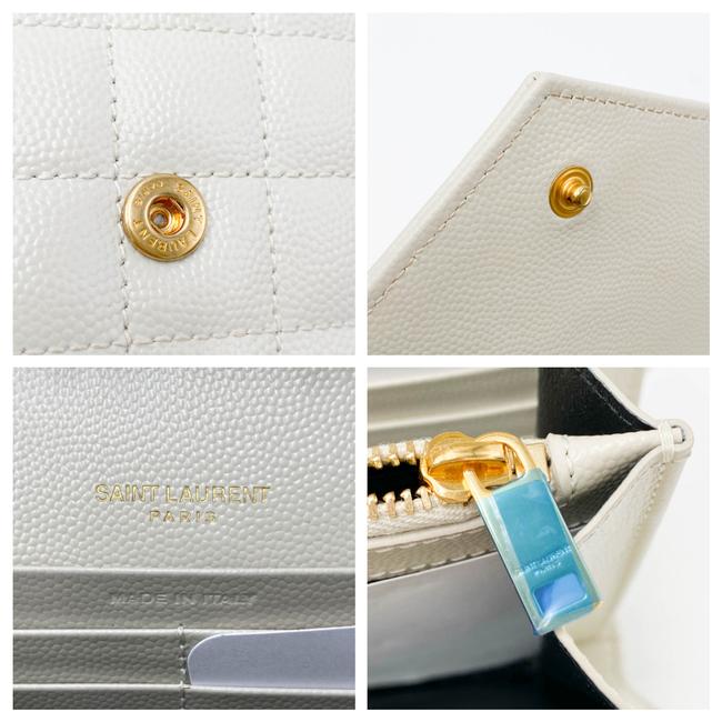 Saint Laurent Chain Wallet Envelope Monogram Matelasse Wallet-on-chain Triquilted White Leather Shoulder Bag - image 12