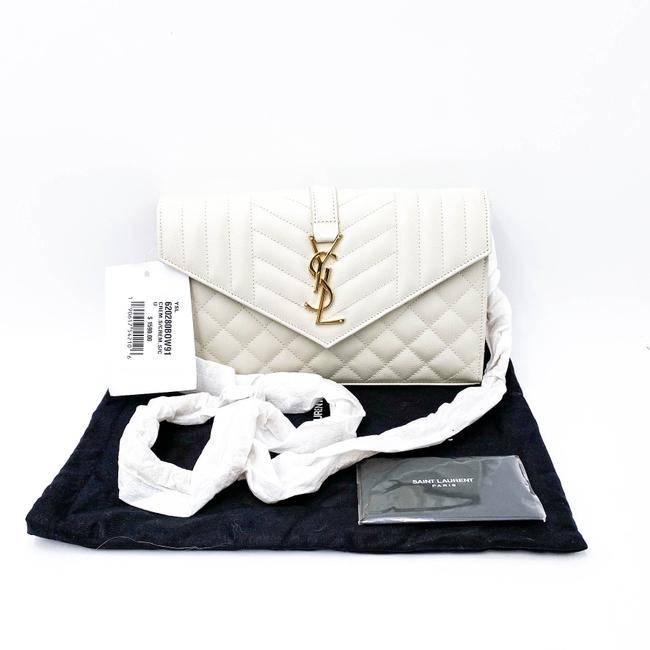 Saint Laurent Chain Wallet Envelope Monogram Matelasse Wallet-on-chain Triquilted White Leather Shoulder Bag - image 4