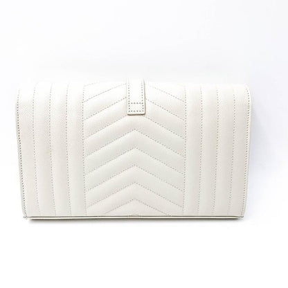 Saint Laurent Chain Wallet Envelope Monogram Matelasse Wallet-on-chain Triquilted White Leather Shoulder Bag - image 6