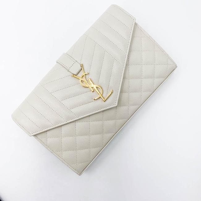 Saint Laurent Chain Wallet Envelope Monogram Matelasse Wallet-on-chain Triquilted White Leather Shoulder Bag - image 8
