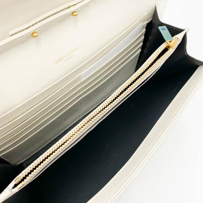 Saint Laurent Chain Wallet Envelope Monogram Matelasse Wallet-on-chain Triquilted White Leather Shoulder Bag - image 10