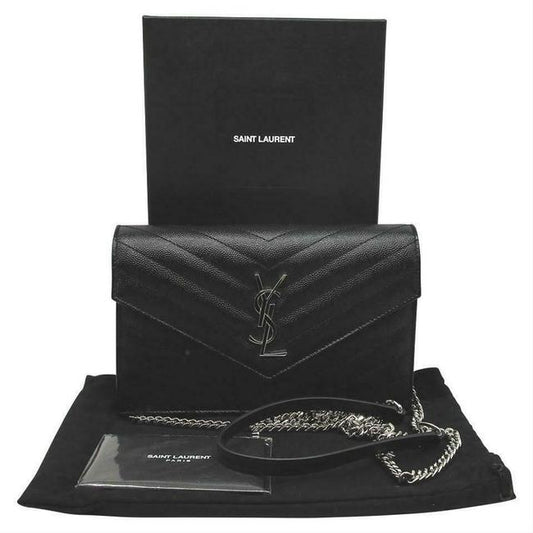 Saint Laurent Chain Wallet Envelope Woc Monogram Black Leather Cross Body Bag - image 2